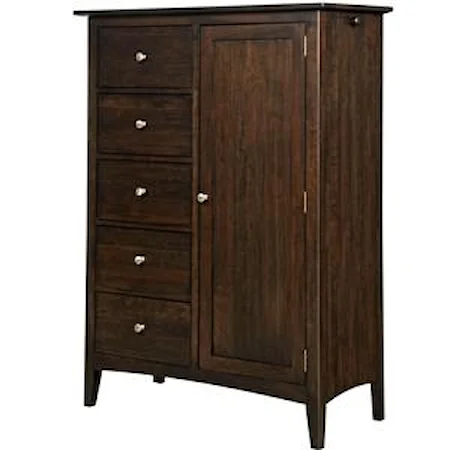 Lancaster Door Chest with 5 Drawers, 1 Door, 4 Shelves, and 1 Pull Out Rod